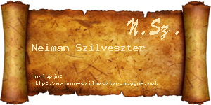 Neiman Szilveszter névjegykártya